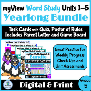 Preview of myView 5th Grade Units 1-5 Weeks 1-5 YEARLONG Word Study Spelling Activities