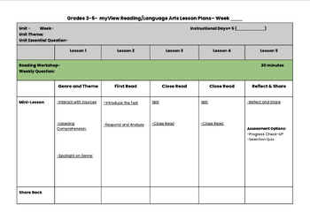 Preview of myView Lesson Plan Template for Grades 3-5