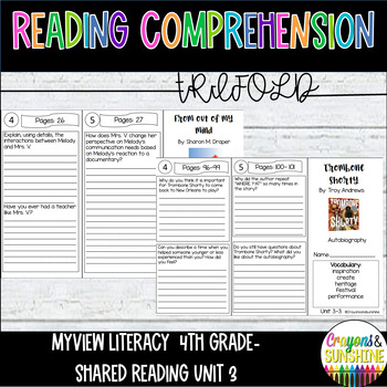 Preview of myView 4th Grade Unit 3 Trifold Reading Comprehension