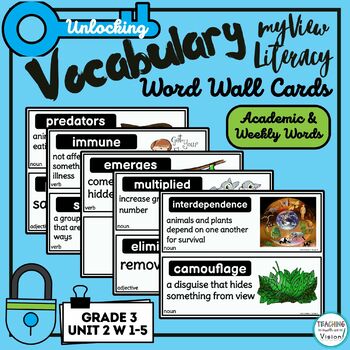Preview of myView 3rd Grade Unit 2 Weeks 1-5 Supplement Vocabulary WORD WALL Cards 