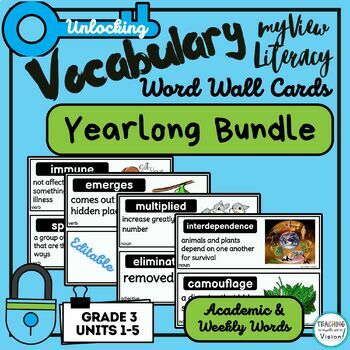 Preview of myView Literacy 3rd Grade YEARLONG BUNDLE Vocabulary Word Wall Cards Units 1-5