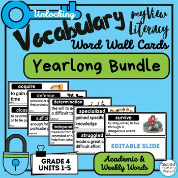 Preview of myView Literacy 4th Grade YEARLONG BUNDLE Vocabulary Word Wall Cards Units 1-5