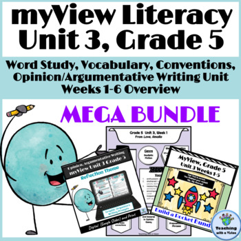 Preview of myView 5th Grade Unit 3 Wk 1-5 Word Study Spelling Writing Vocabulary Test Prep