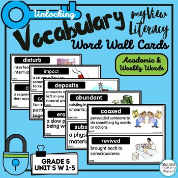 myView Literacy 5th Grade Unit 5 Weeks 1-5 Editable Vocabulary Word ...