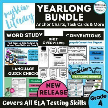 Preview of myView 4th Grade Units 1-5 Spelling Reading Vocabulary Conventions Test Prep
