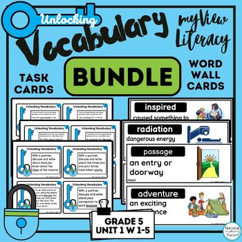 Preview of myView 5th Grade Unit 1 BUNDLE Vocabulary Cards Parent Letter & Activities   