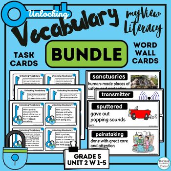 Preview of myView 5th Grade Unit 2 Vocabulary Cards SUPPLEMENT Task Cards Parent Letter
