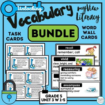 Preview of myView 5th Grade Unit 3 BUNDLE Vocabulary Cards Parent Letter & Activities 