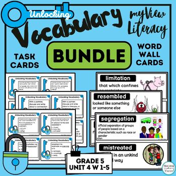 Preview of myView 5th Grade Unit 4 Vocabulary Cards SUPPLEMENT Task Cards Parent Letter