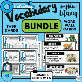 Preview of myView 5th Grade Unit 5 Vocabulary Cards SUPPLEMENT Task Cards Parent Letter