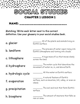 myWorld *INDIANA* 4th grade: Chapter 1 Lesson 1 Worksheet by Brittney Jeter