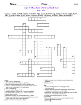 myWorld Interactive World History Topic 11 Vocabulary Crossword by