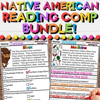 Preview of Native American Reading Comprehension Bundle with Differentiated Activities