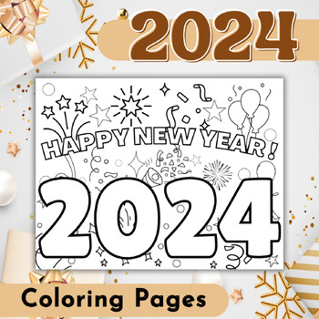 Preview of Happy New year 2024 Coloring pages - 2024 Coloring sheets - 2024 New Years