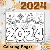 Happy New year 2024 Coloring pages - 2024 Coloring sheets 