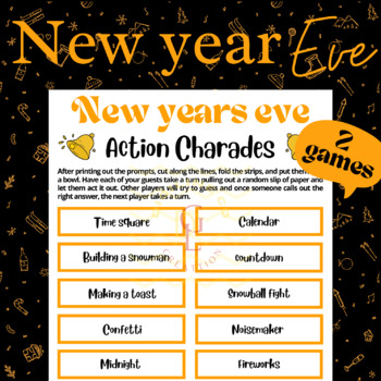 Preview of new years eve Charades riddle icebreaker game brain break Activity primary 6th