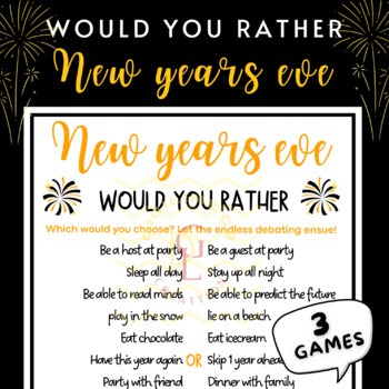 Preview of Happy new year Would You Rather Game word problem Activities No prep 5th 6th