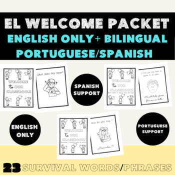 Preview of newcomer survival phrases dual bilingual coloring Portuguese Spanish ESL EL ELL