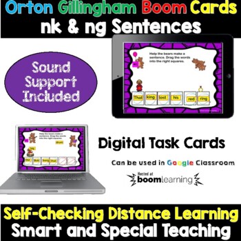 Preview of ng and nk Word Sentences Boom Cards Distance Learning Orton Gillingham