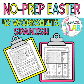 Preview of no prep spanish easter spring worksheets - pascuas / primavera