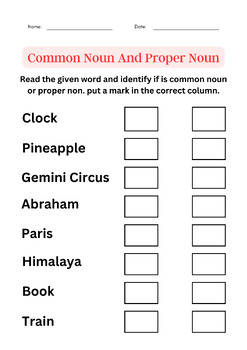 common noun worksheet