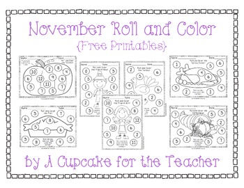 Preview of November Roll and Color {Free Printables}