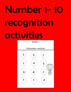 Preview of number 1- 10 recognition activities