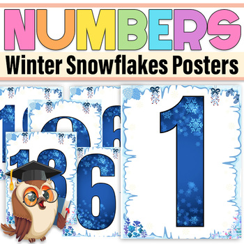 Preview of Snowflakes Numbers Bulletin Board | Winter Snowflakes Numbers Classroom Décor
