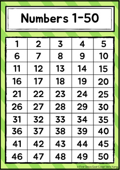 Preview of number chart 1 to 50