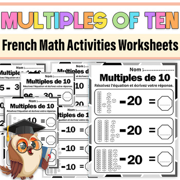 Preview of French Subtract Multiples of Ten Worksheets|Multiples of Ten First Grade Math
