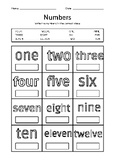 Number Vocabulary Worksheet Part 1