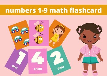 Preview of numbers 1-9 math flashcard for kids
