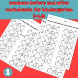 numbers before and after worksheets for kindergarten 1-40