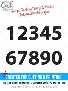 Preview of numbers svg cut file, numbers dxf, svg, jpg, png, ai cutting files, clip art