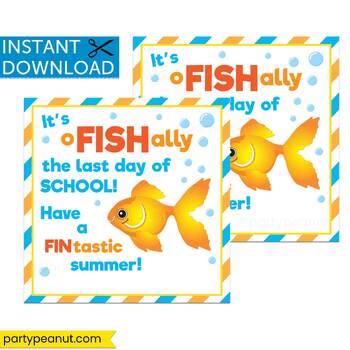 o-Fish-ally the Last Day Of School Gift Tag, Kids School Goldfish Gift Tags
