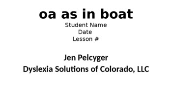 Preview of Lesson oa as in boat