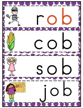 word worksheets o family short Gene Teacher Work TpT   'ob' Word by Word The Family