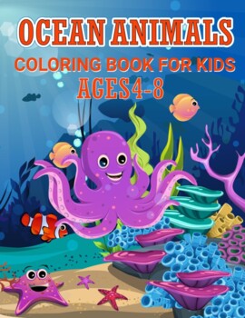 Preview of ocean animals coloring book for kids ages 4-8