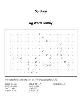 og Word Family Word Search/ Coloring Sheet (Phonics Worksheet) by