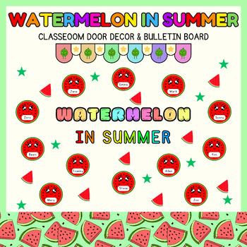 Preview of one in a melon "Watermelon" name craft l Summer Door Decor & May Bulletin Board