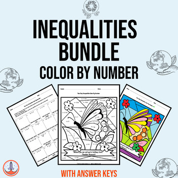 Preview of Inequalities Color by Number: Coloring Worksheet Bundle