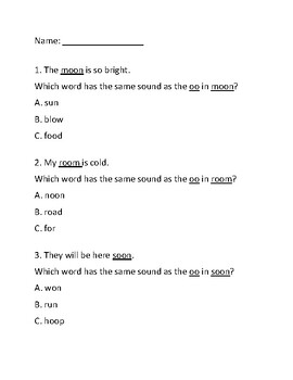 Preview of Vowel Diphthong Test