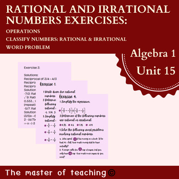 Preview of operations with rational numbers, Rational and irrational numbers | Algebra 1