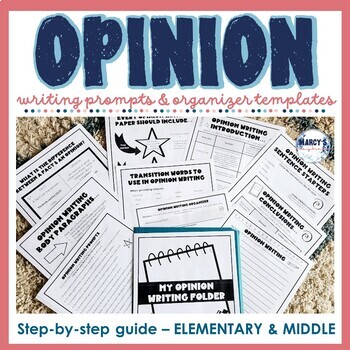 Preview of Opinion writing graphic organizer w/ prompts, reasons & examples 3rd, 4th, 5th
