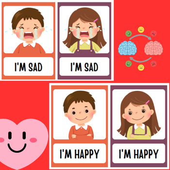 orange and purple cute feelings and emotions flashcards by Pupil-Teacher1