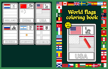 Preview of orld Flags Coloring Book: Flags of the World for Kids , A great geography gift f