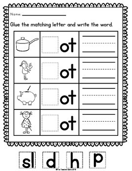 ot word family cvc word work by the teacher gene tpt