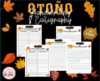 Preview of otoño Prácticas de Escritura a Mano| Fall Autumn Pumpkin Calligraphy Handwriting