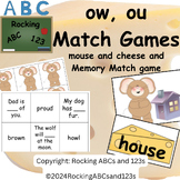 ou, ow vowel pair word and picture matching game & memory 