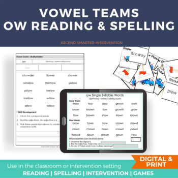 Preview of ow Reading & Spelling Lesson INCLUDES DIGITAL